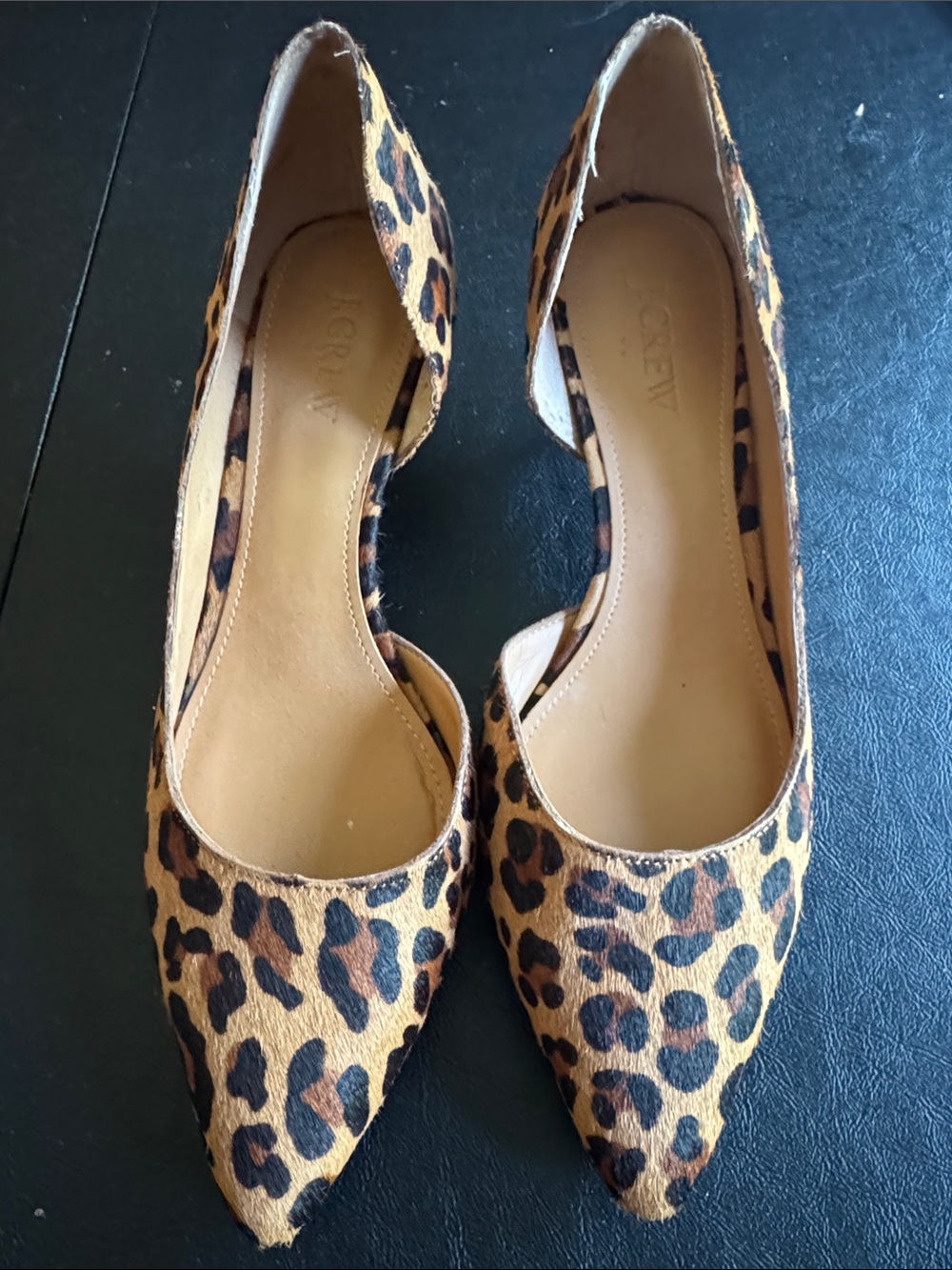 J. Crew Leopard Print Pointed Toe D'Orsay Heel - Tan, Black